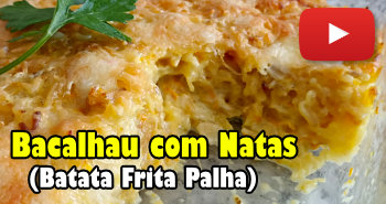 Bacalhau com natas e batatas frita palha