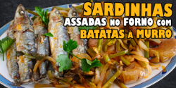 Sardinhas Assadas no Forno com Batatas a Murro e Cebolada